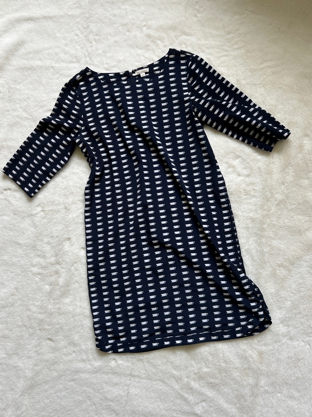 GAP Navy Patterned Shift Dress with White Café Print